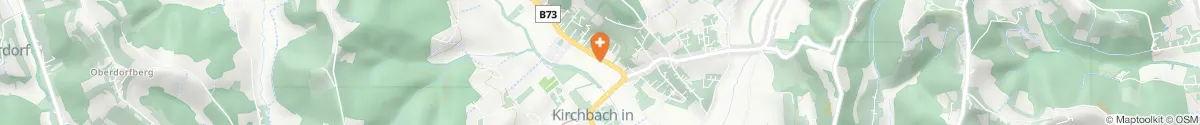 Map representation of the location for Hügelland Apotheke in 8082 Kirchbach-Zerlach